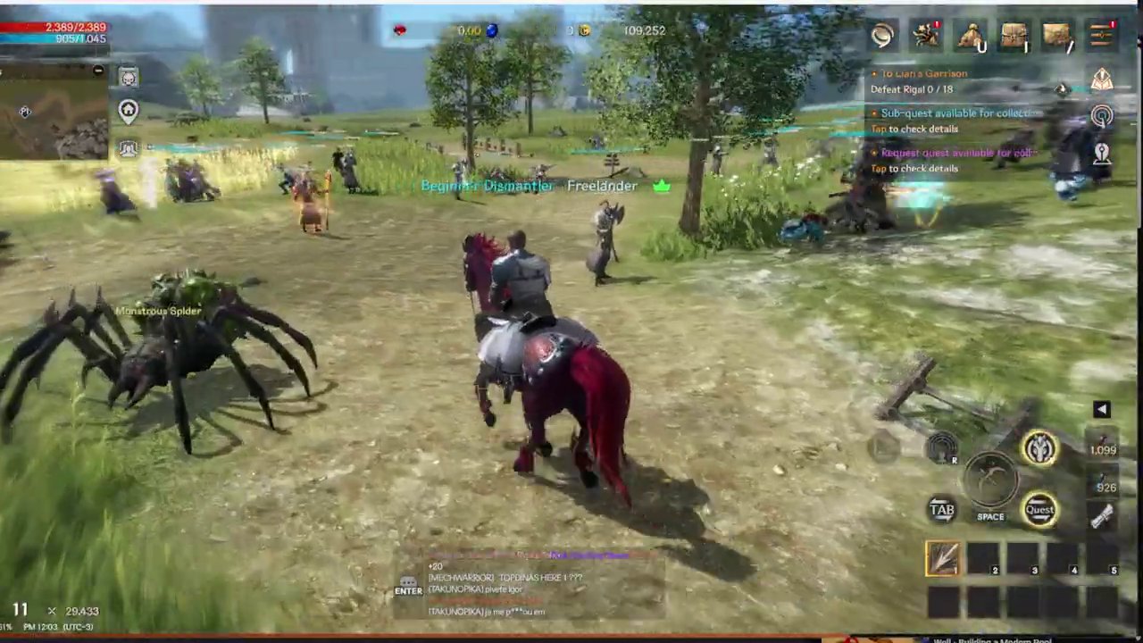 Gameplay from Legends of Yimer, showing Viking-themed character automation in a low-power mode.