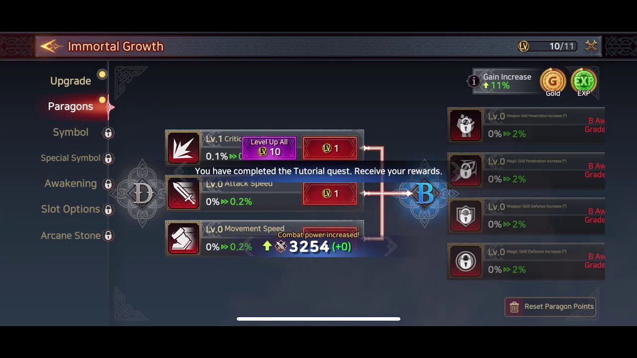 The character selection and skill tree interface in Immortal Rising 2, highlighting its clean art style.
